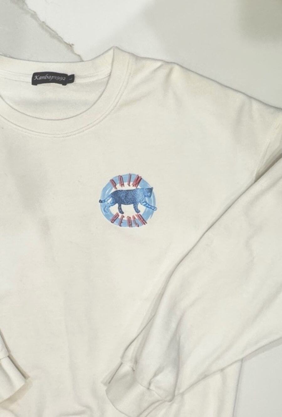 Palm Beach White Crewneck Pullover Sweatshirt Graphic Logo Long Sleeve Size L